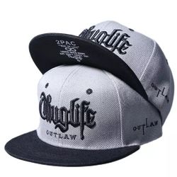 Thug Life Snapback Flat Brim Hat Gray/Black