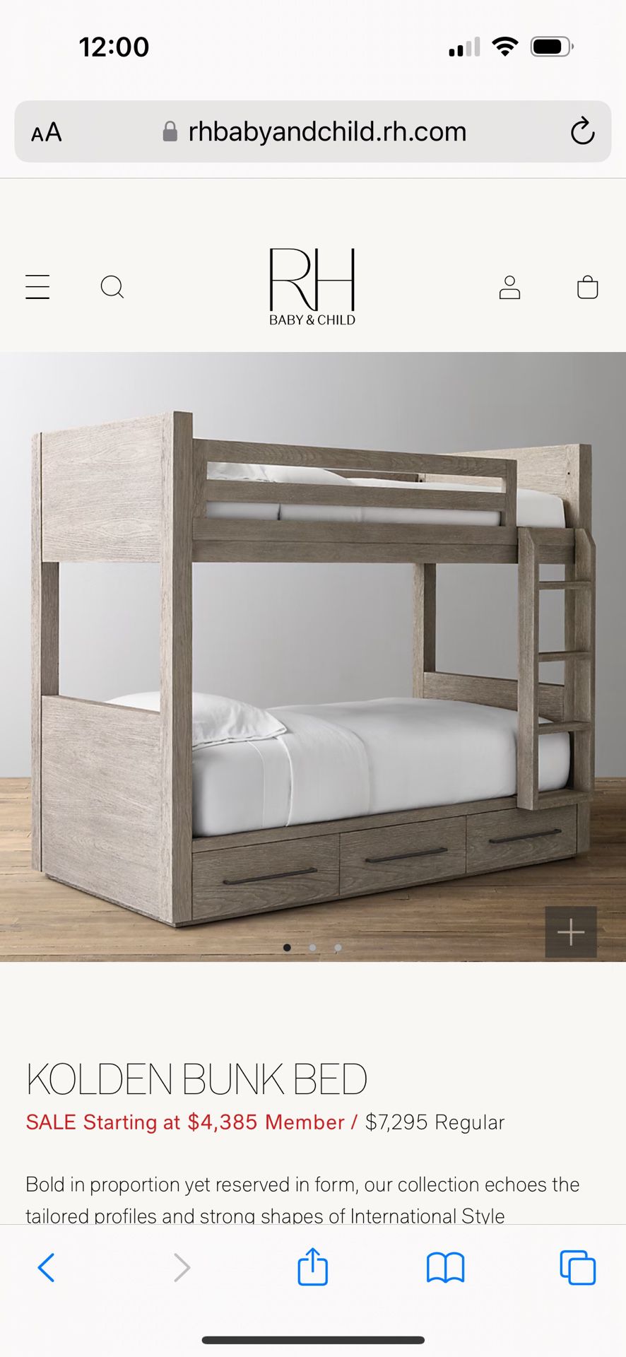 RH Bunk Twin Bed With Mattresses 