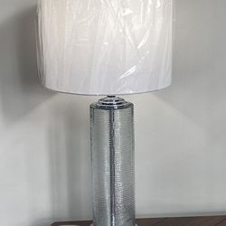 SAFAV Table Lamp With The Glass Textured Base And  Lampshade H26.5"