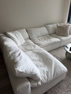 White Fabric 4-piece Modular Sectional