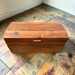 Vintage Handmade Pine Blanket Chest / Storage Trunk