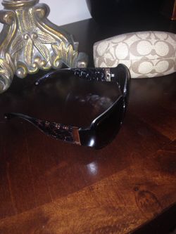 Women's Coach Christianna Brown & Gold Glitter Sunglasses