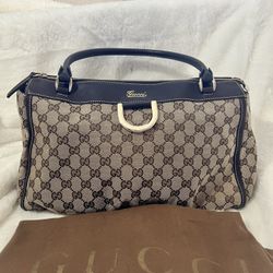 GUCCI D Ring GG Canvas Tote Bag Beige 