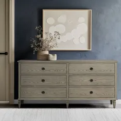 Victoria Reclaimed Grey 6-Drawer Double Wide Wood Dresser - Slight Damage