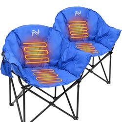 Two Oversized Portable Heated Camping Chairs