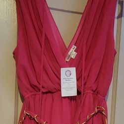 Dress Hot Pink Grecian With gold 