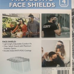 Anti Fog Face Shields -  4 Pack - New