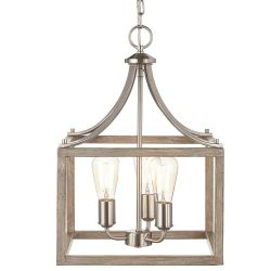 Boswell Quarter 14 in. 3-Light Brushed Nickel Farmhouse Square Chandelier