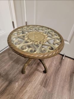 Vintage 1960s Syroco Scroll Table Glass Top