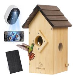 Smart Bird House with AI Identify Camera, 1080P Birdhouse for Outside with Night Vision, Birdhouse with Camera APP Control, Solar Powered Bird House, 