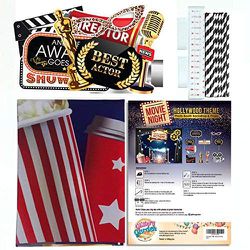 Hollywood - Movie Theme Photography Backdrop and Studio Props DIY Kit.  Great as Dress-up and Awards Night Ceremony Photo Booth Background, Vintage