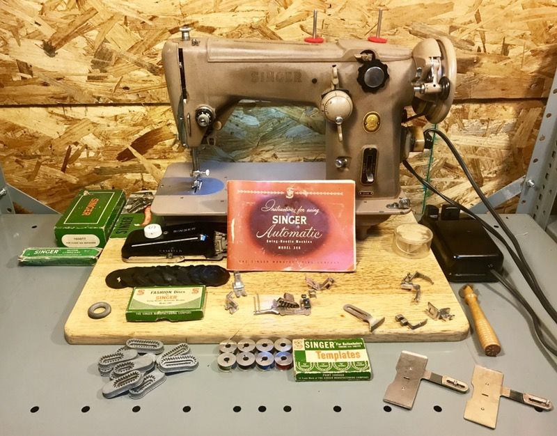 SINGER 306W HEAVY DUTY SEWING MACHINE + MANY EXTRAS