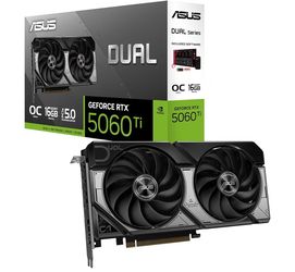 ASUS Dual GeForce RTX™ 5060 Ti 16GB GDDR7 OC Edition Graphics Card, NVIDIA, Desktop (PCIe 5.0, DLSS 4, HDMI 2.1b, DisplayPort 2.1b, 2.5-Slot, Axial-te