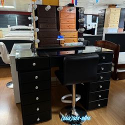 Black Vanity Led Lights Desk Nuevo Con Diamantes New 