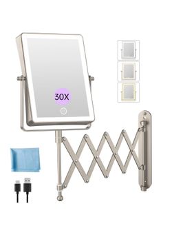 Fascinate 500mAH rechargeable wall mounted makeup mirror with light 8.7”￼