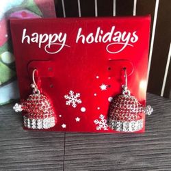 Bejeweled Santa’s Hat Earrings 