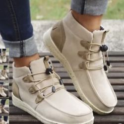 Beige Lace Front Ankle Boot Size 7, 8, 9 Available - Brand Name Brand New Never Opened Or Used 