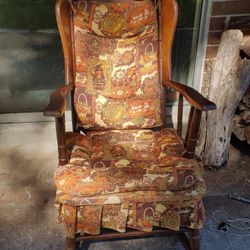 Vintage Rocking Chair with Cushions
