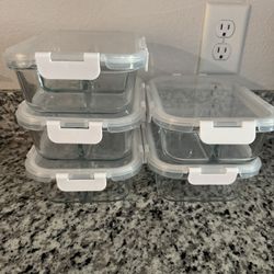 Glass Meal Prep Containers With 3 Compartments 