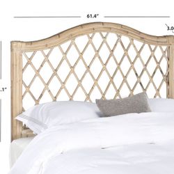Safavieh Gabrielle Queen Wicker Rattan Headboard Natural/Whitewash Finish Excellent Condition