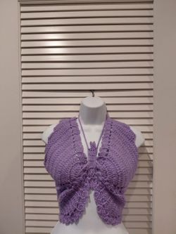 Handmade Crochet butterfly top in Lavender