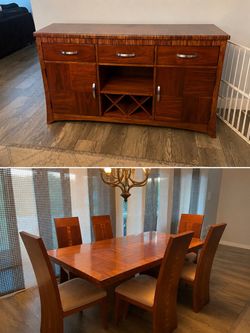 Dinning set. Table, 6 chairs, credenza