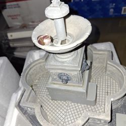 Lemax Village Fountain With 2 Trees