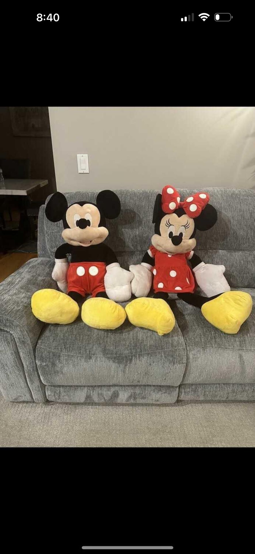 Disney baby Mickey and Minnie Mouse jumbo stuffed animal plush toys