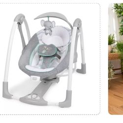 $70🌹p#199🌹Ingenuity ConvertMe 2-in-1 Compact Portable Baby Swing 2 Infant Seat - Swell