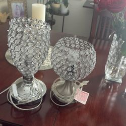 Cristal Silver Lamps.$20 For both..