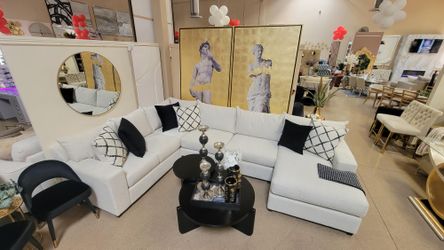 Proudly Made in USA 3 pc Contemporary Customizable Sectional with chaise