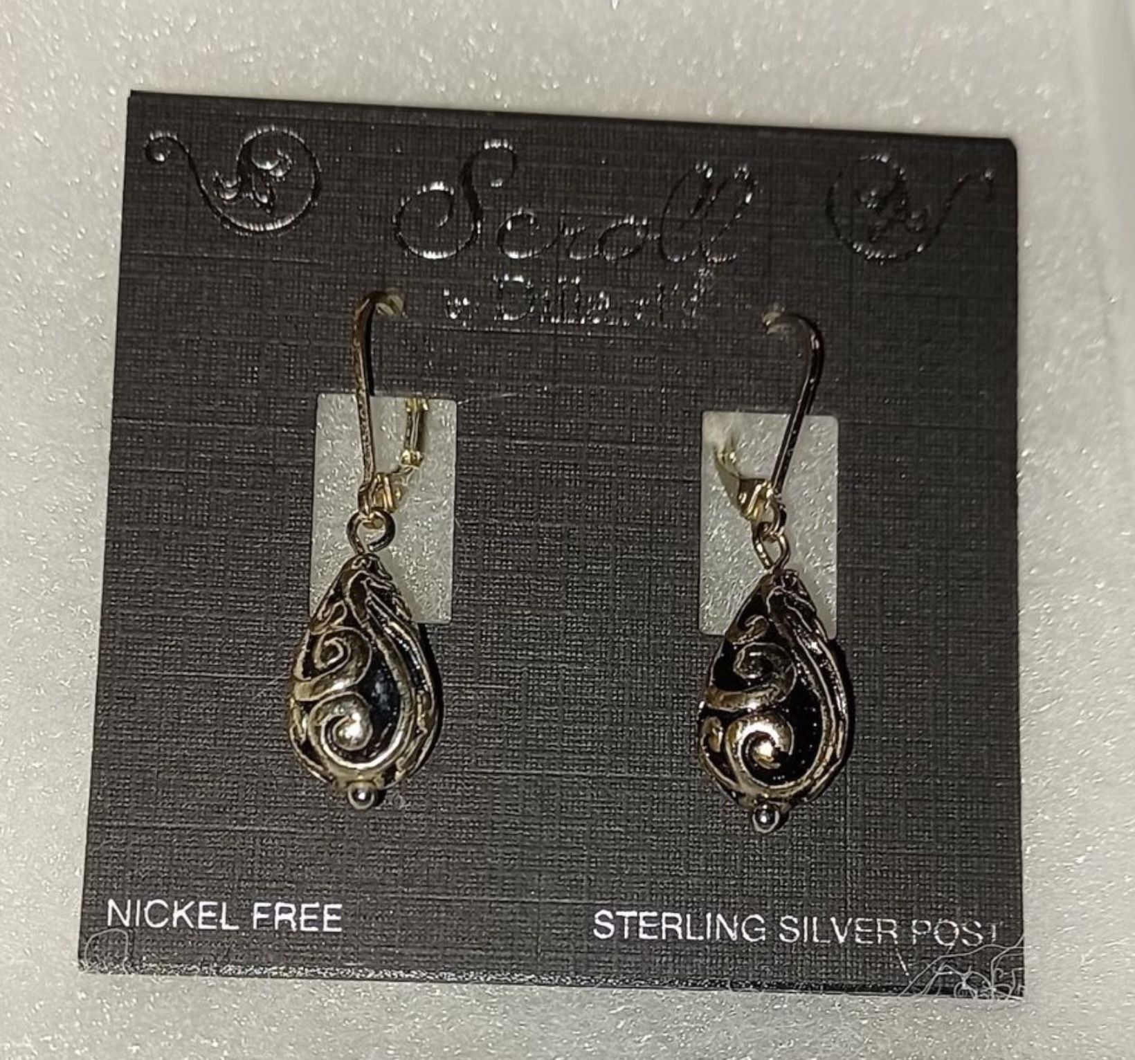 NWT SCROLL BY DILLARD’S STERLING SILVER POST DANGLE EARRINGS