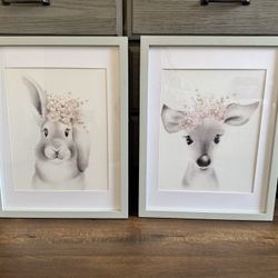 Woodland Nursery Pictures. Doe and Bunny