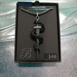 Mens Snake And Dager Necklace 