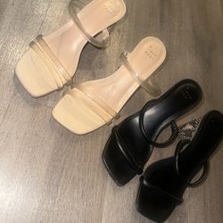 A New Day Women's Black and cream nude Heeled Sandals