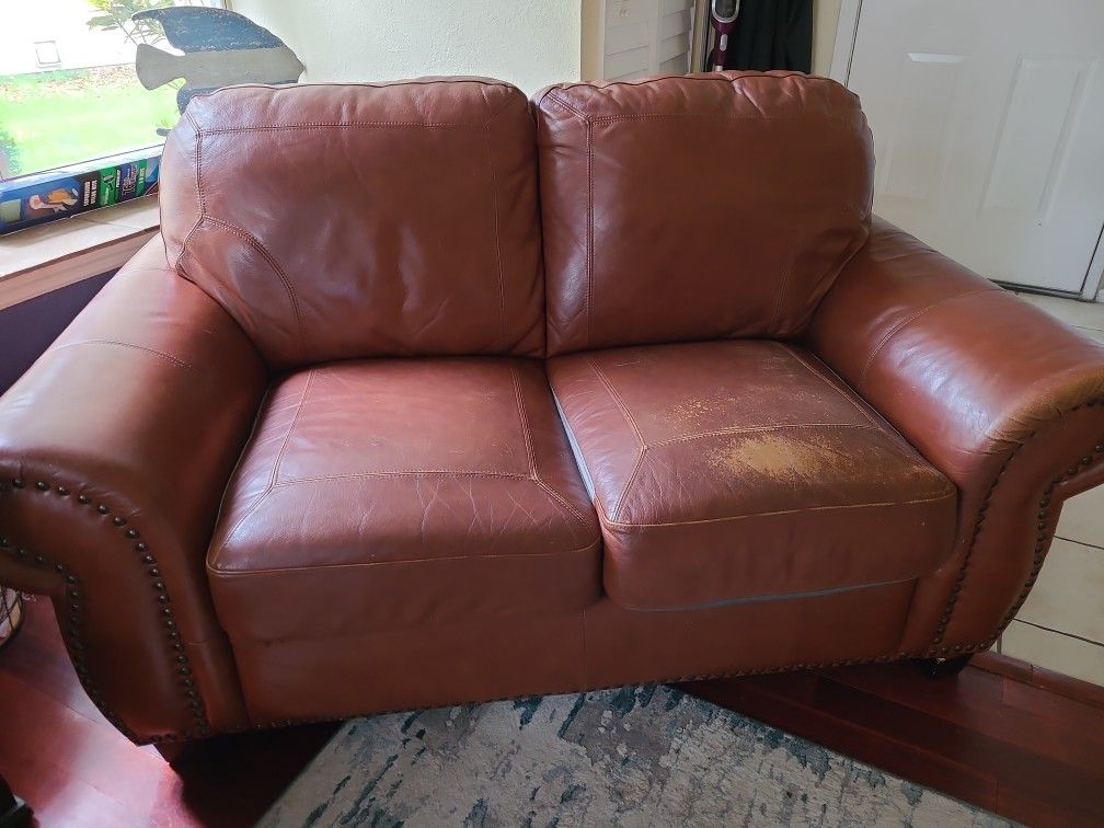 Brown Leather Sofa And Loveseat