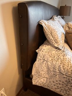 Queen size bed frame fold leather