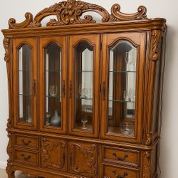 High-End Carved China Hutch – Excellent Condition!