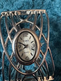 Studio Quartz Silver Cuff Bangle Watch
