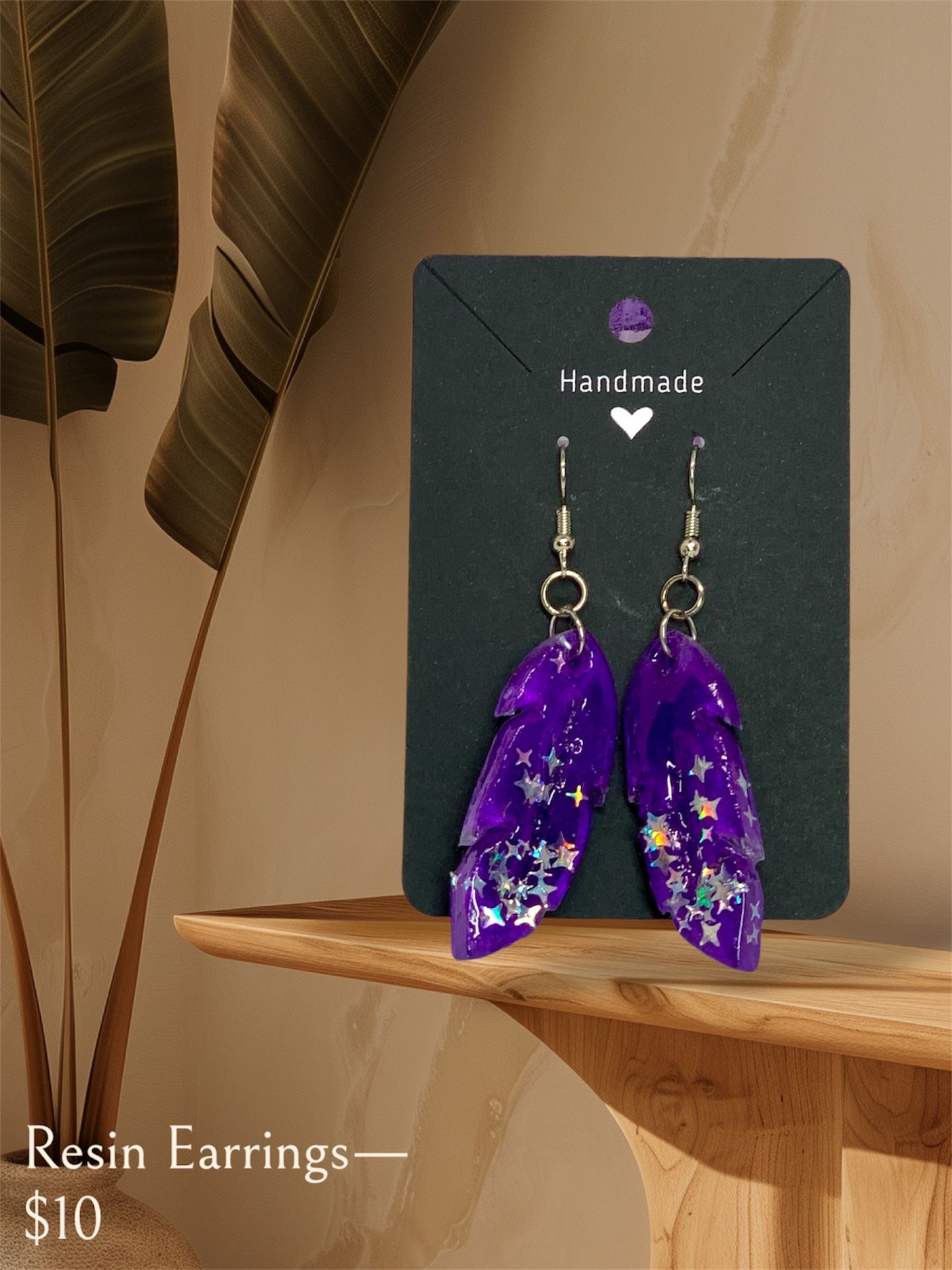 Purple Resin Earrings