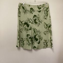 Women’s STYLE & CO. (Macy’s) Linen/Cotton Celery Green Floral Skirt… Size 10