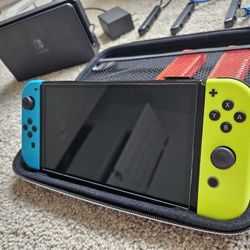Nintendo Switch with Neon Blue and Neon Red Joy-Con

