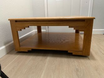 Oak Wood Coffee Table with Lower Shelf