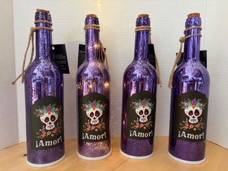 Purple Dia de Los Muertos Amor Light Up Bottle