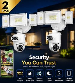 Olafus 2K Dual Lens Security Camera Outdoor, 360° Auto Tracking, 5500LM Floodlight, Color Night Vision, Motion Detection, 2-Way Audio, Alexa/Google Ho