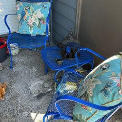 Metal Patio Chairs  And Table Restored