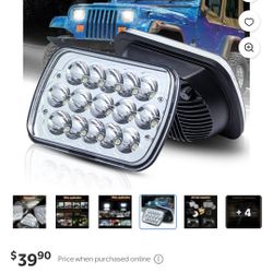 7x6 Inch 15 Beads LED Headlamp For Off-road Vehicles $25