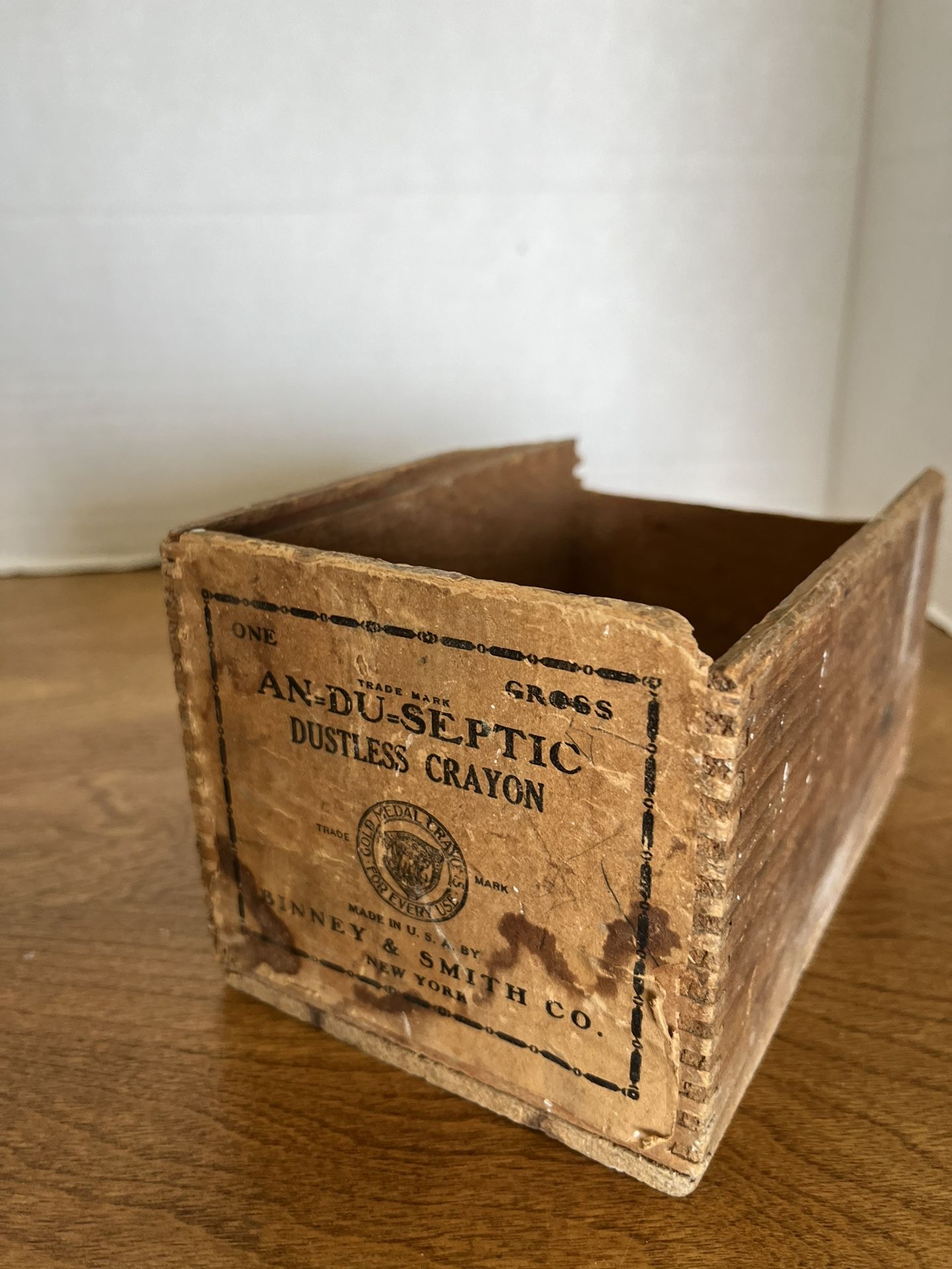 Vtg 1900's Crayola Binney & Smith Dustless An-Du-Septic Wood Box