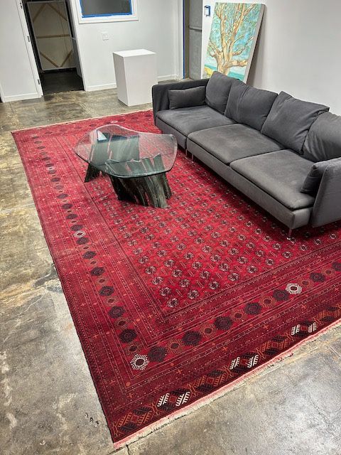 Turkoman Afghan Rug - 9.5’ X 16' Deep Red