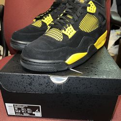 Nike Air Jordan 4 Retro Shoes Thunder Black Yellow DH6927-017 Men's 